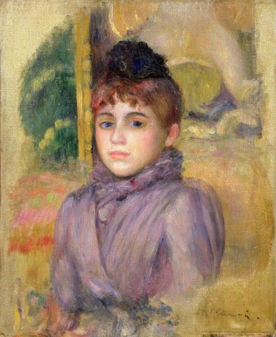 Frau in Blau mit Haube, ca. 1885 von Pierre Auguste Renoir